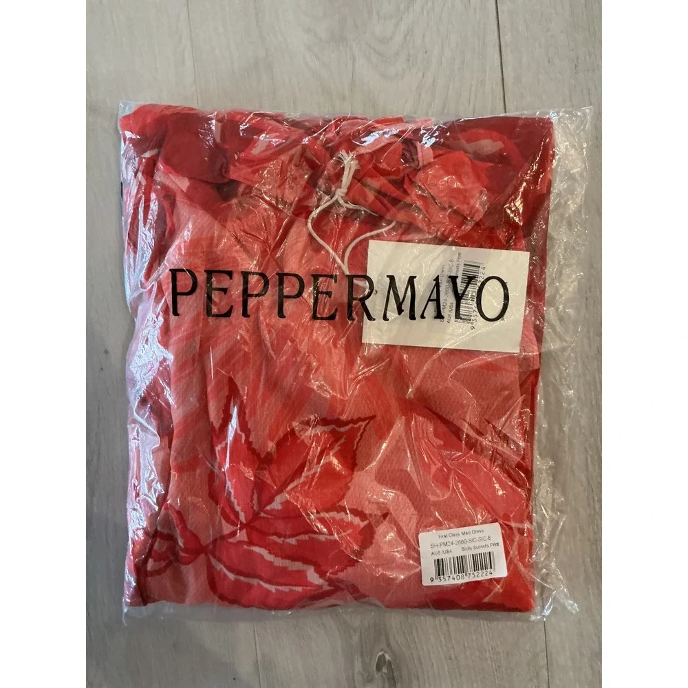 Peppermayo First Class Maxi Dress Sicily Sunsets Red Pink Size 4 New With Tags - Picture 6 of 10